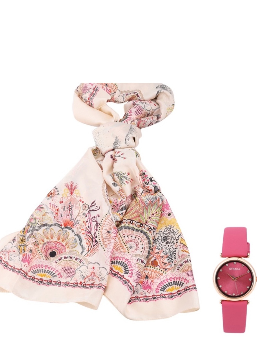 Pink Watch and Scarf Set